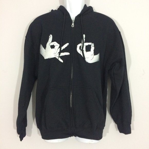 bEDO sHIRTS Other - bEDO sHIRTS Mens Black Gangsign Full Zip Hoodie